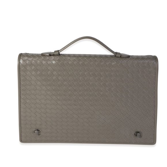 Bottega Veneta Taupe Intrecciato Leather Briefcase Bag - Picture 1 of 7